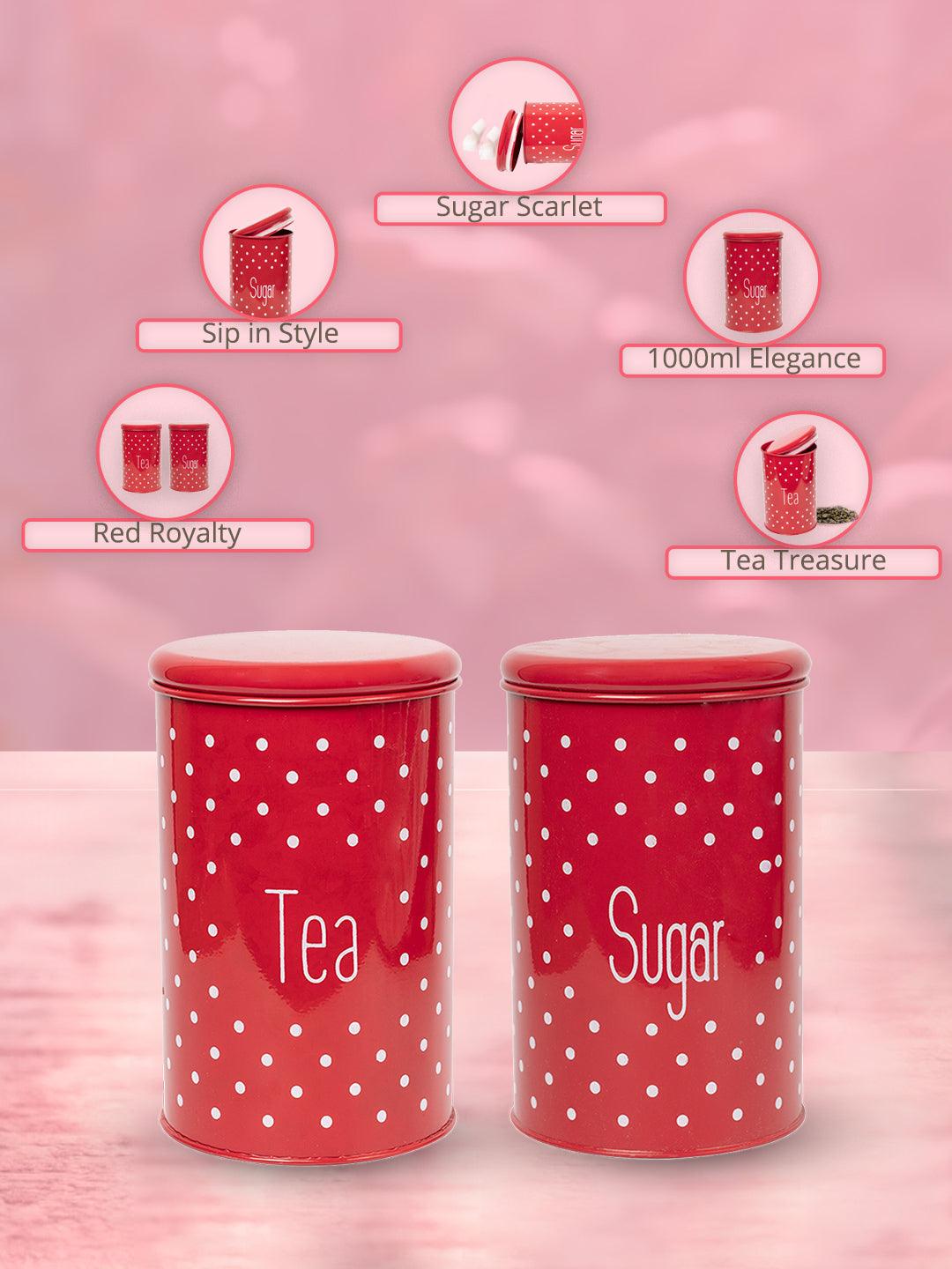 Stylish Red Tea & Sugar Jar (Each 1000 Ml) - MARKET99