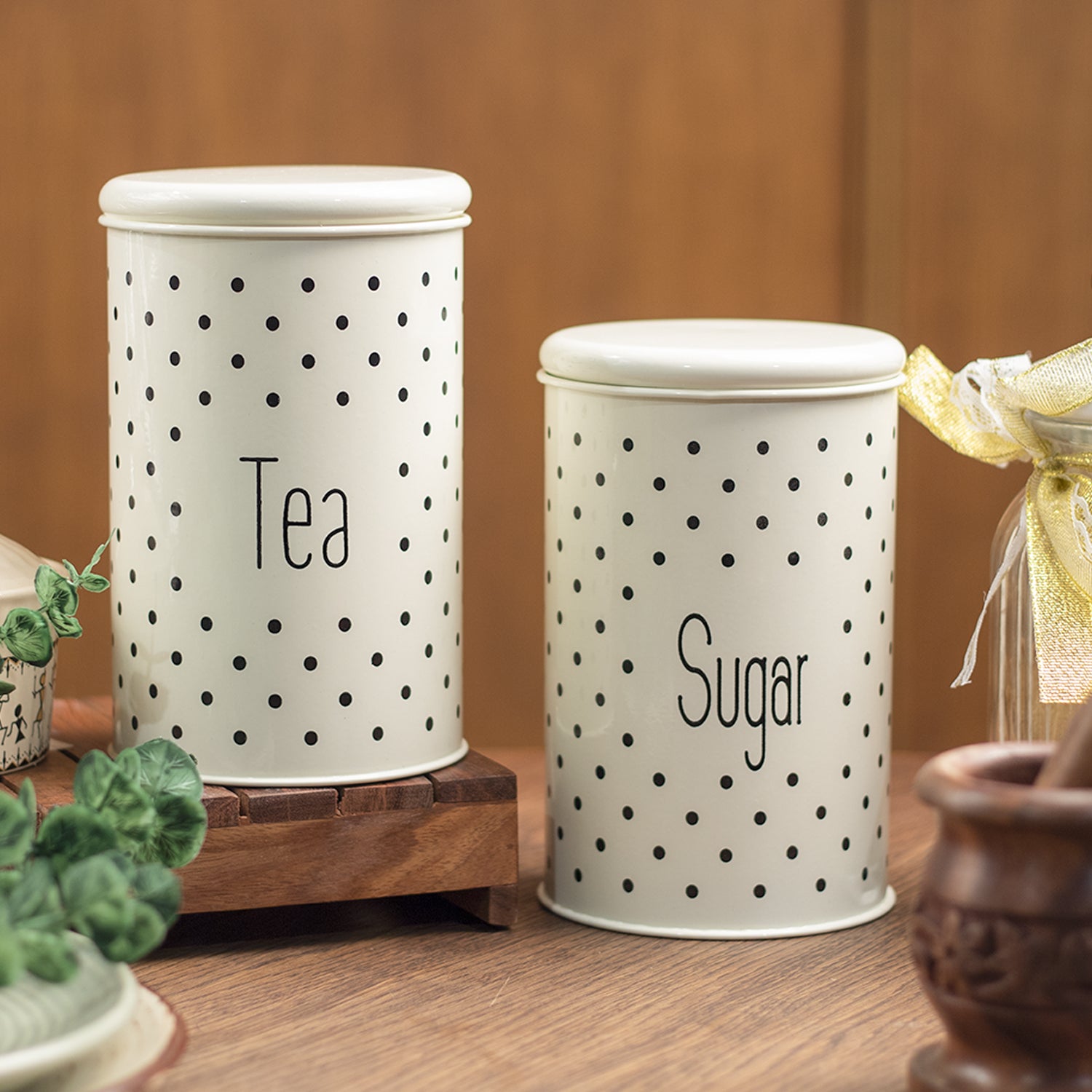Stylish Ivory Tea & Sugar Jar (Each 1000 Ml)