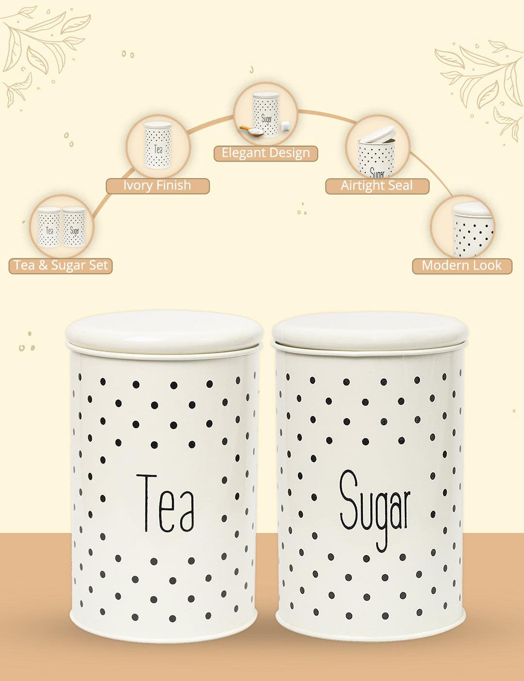 Stylish Ivory Tea & Sugar Jar (Each 1000 Ml) - MARKET99