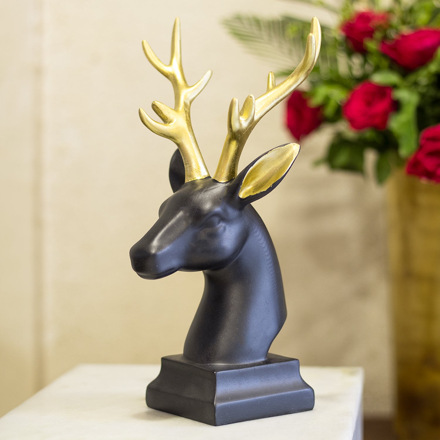 Black Glossy Reindeer Head Shaped Decorative Deer