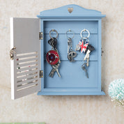 Blue & White Wood House Shaped Key Organiser Box