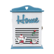Blue & White Wood House Shaped Key Organiser Box