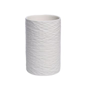 White Ceramic Bathroom Set - Matte, Geometric Pattern