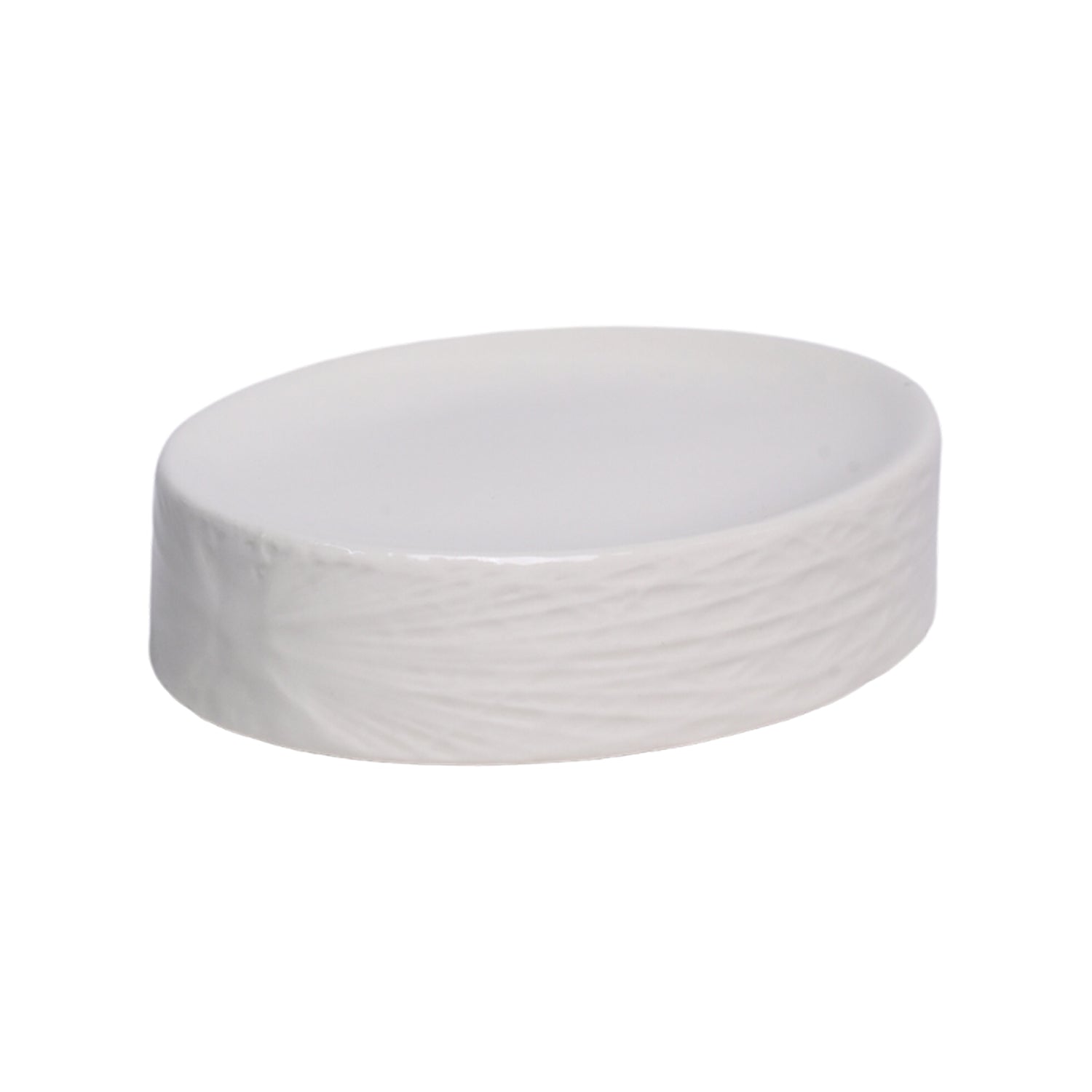 White Ceramic Bathroom Set - Matte, Geometric Pattern
