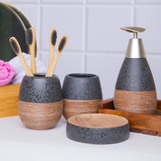 Black Ceramic Pear Shaped Bathroom Set - Matte, Stone Finish