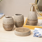 Grey Ceramic Pear Shaped Bathroom Set - Matte, Stone Finish