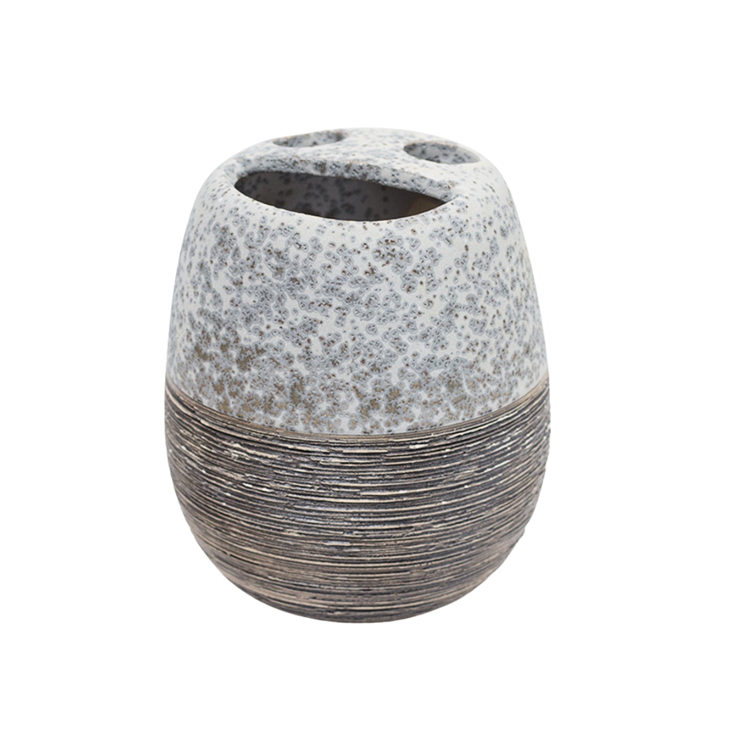 Grey Ceramic Pear Shaped Bathroom Set - Matte, Stone Finish