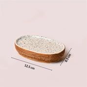 Grey & Brown Ceramic Bathroom Set (Set of 4)