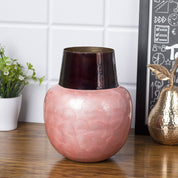 VON CASA Pink Globular Shape Pot Vase (Pink Enamel)