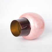 VON CASA Pink Globular Shape Pot Vase (Pink Enamel)