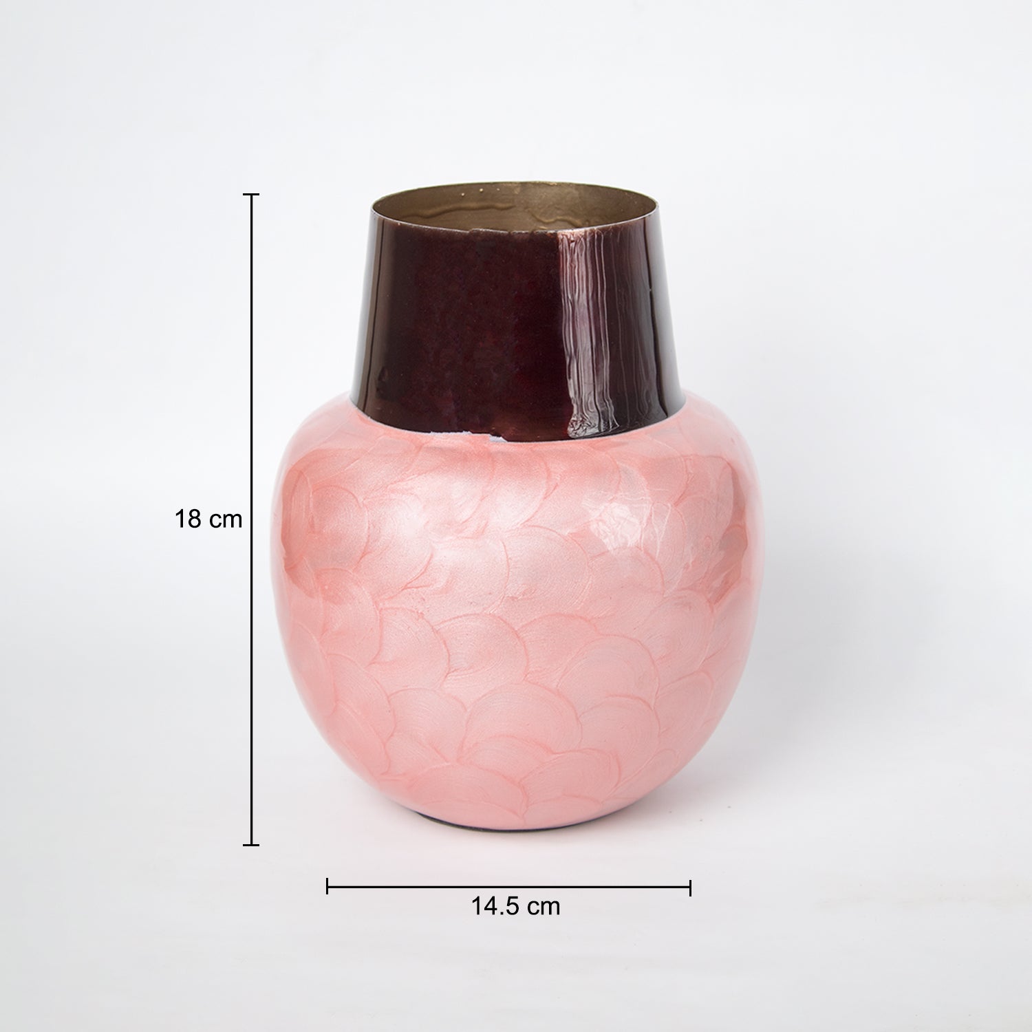 VON CASA Pink Globular Shape Pot Vase (Pink Enamel)