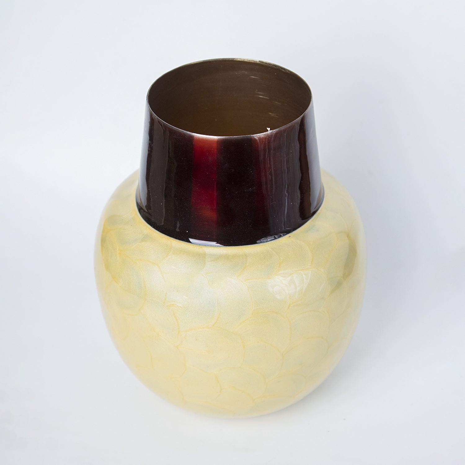VON CASA Mustard Globular Shape Pot Vase (Mustard Enamel)