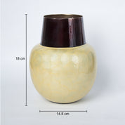 VON CASA Mustard Globular Shape Pot Vase (Mustard Enamel)