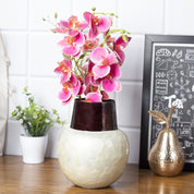 VON CASA Ivory Globular Shape Pot Vase (Ivory Enamel)