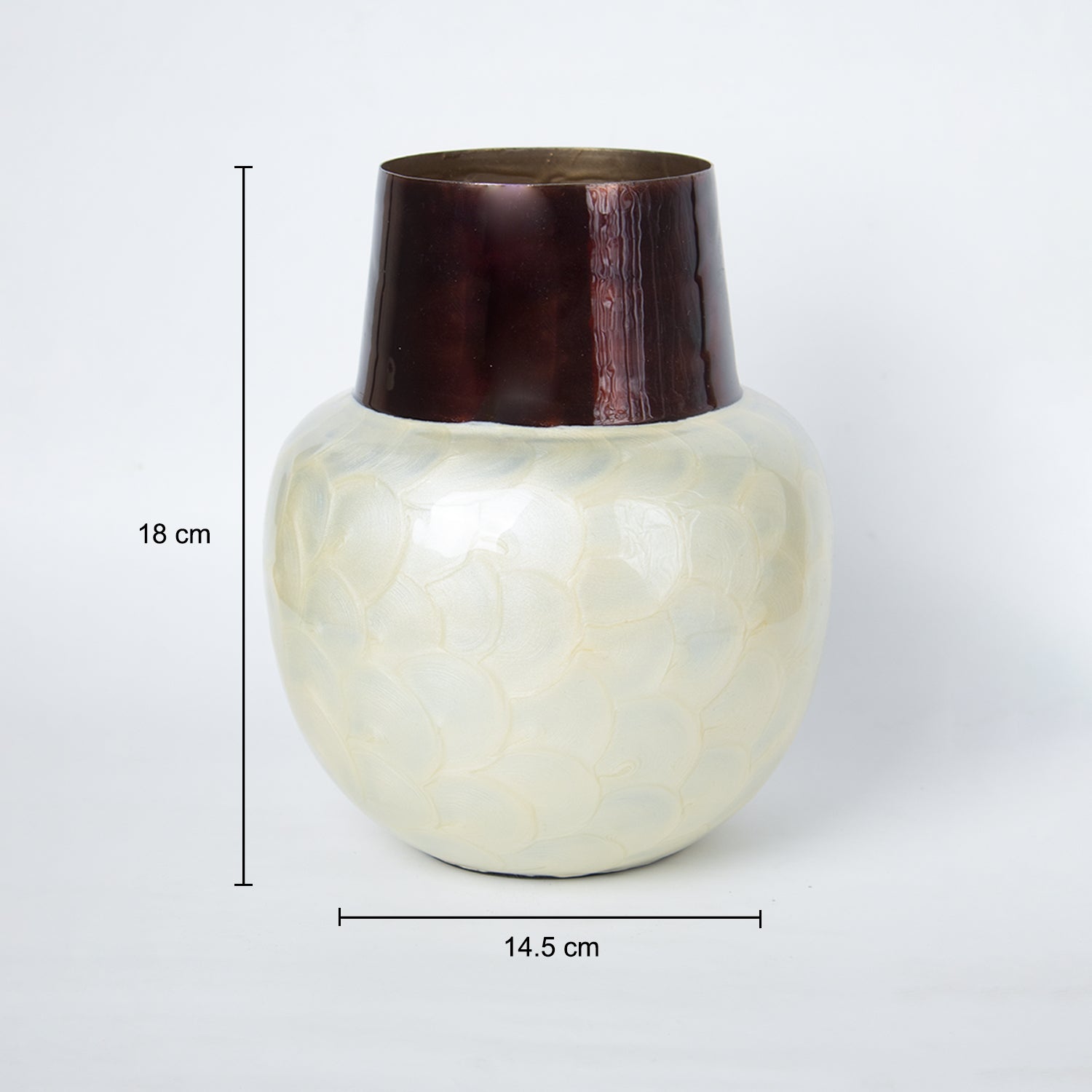 VON CASA Ivory Globular Shape Pot Vase (Ivory Enamel)
