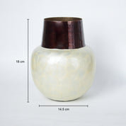 VON CASA Ivory Globular Shape Pot Vase (Ivory Enamel)