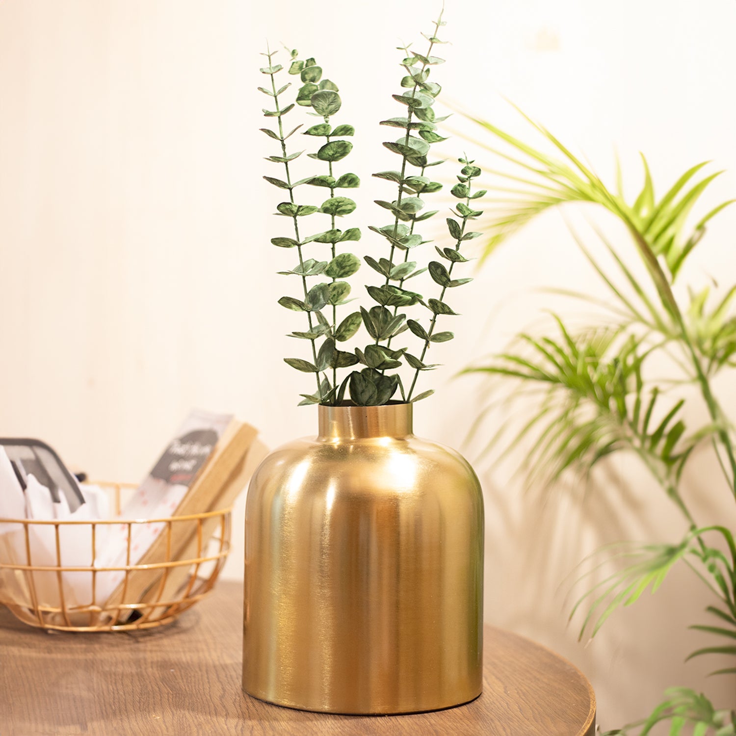 VON CASA Gold Cylindrical Flower Vase