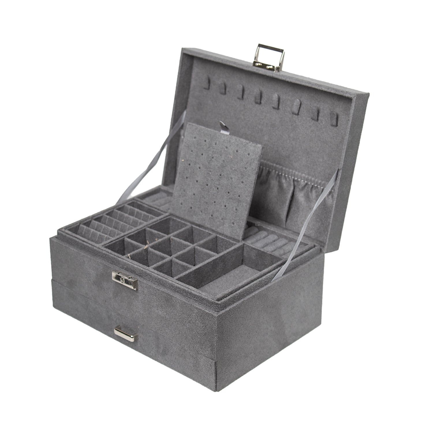 Velvet Grey Jewelry Storage Organizer