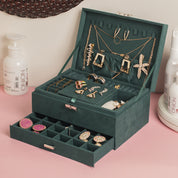 Velvet Green Jewelry Storage Organizer