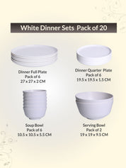 White Dinner Sets - 20 Pcs - MARKET99