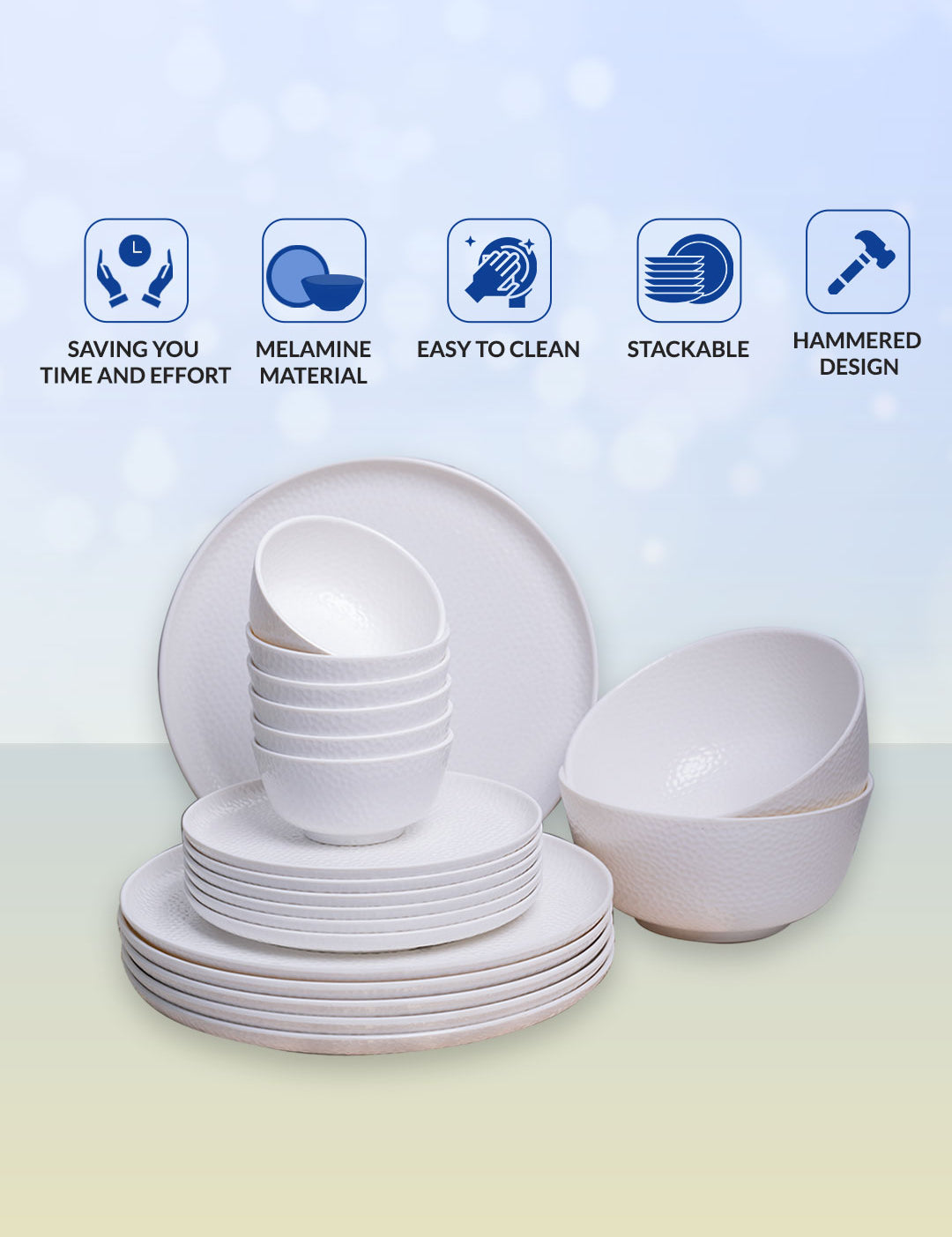 White Dinner Sets - 20 Pcs - MARKET99