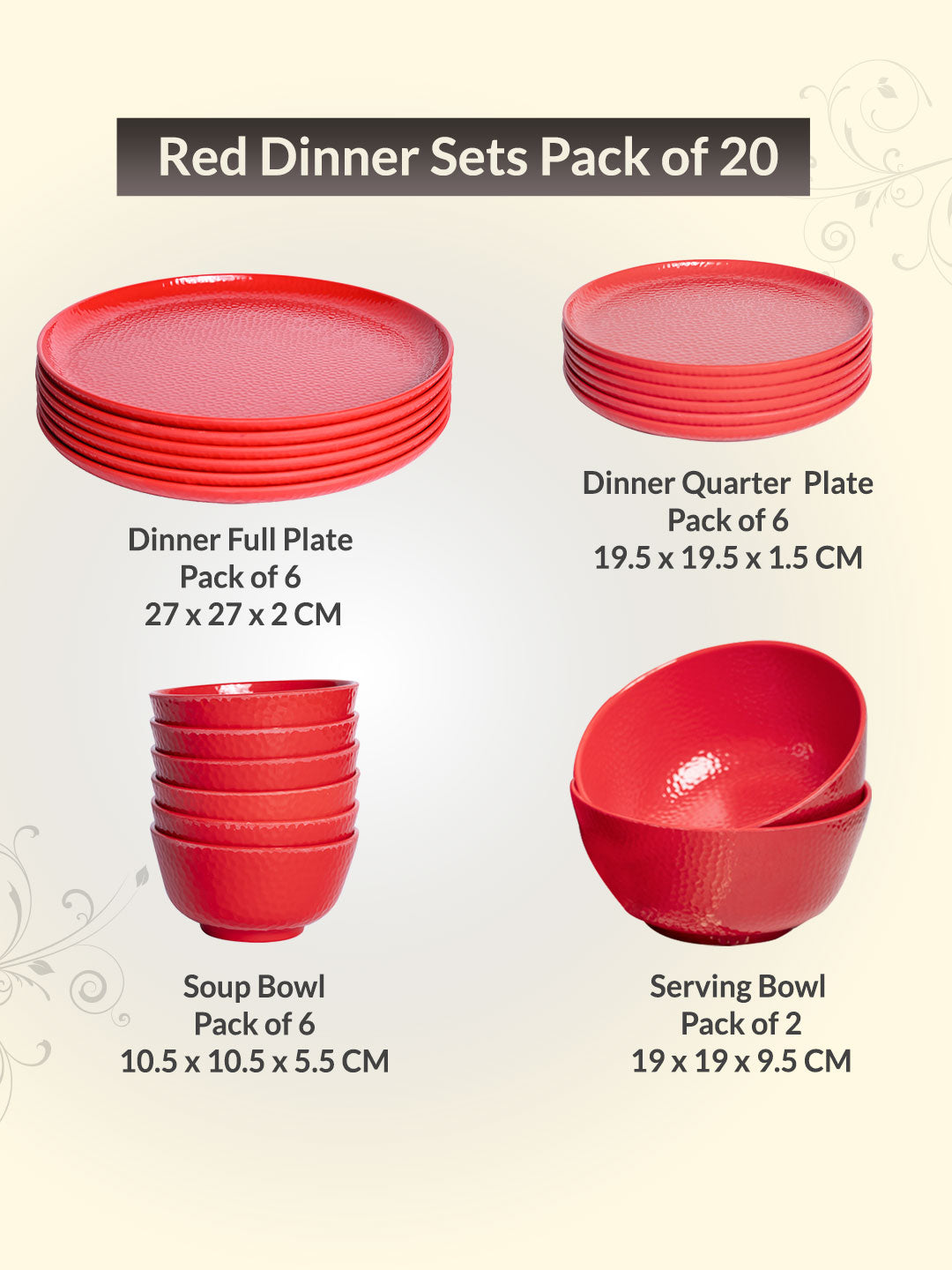 Red Dinner Sets - 20 Pcs - MARKET99