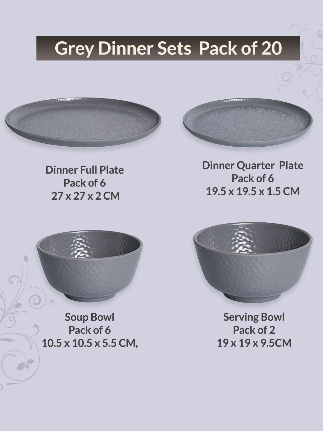 Grey Dinner Sets - 20 Pcs - MARKET99