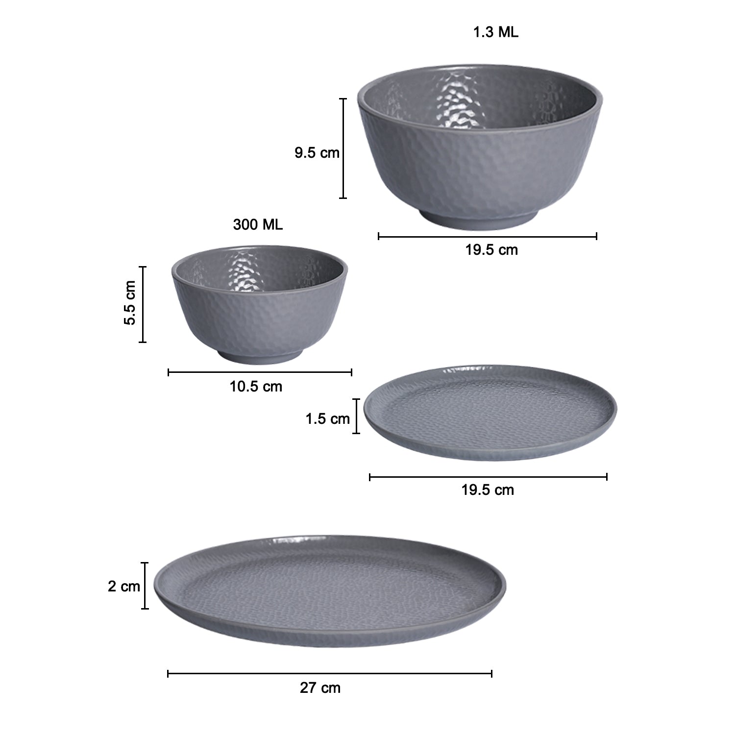 Grey Dinner Sets - 20 Pcs