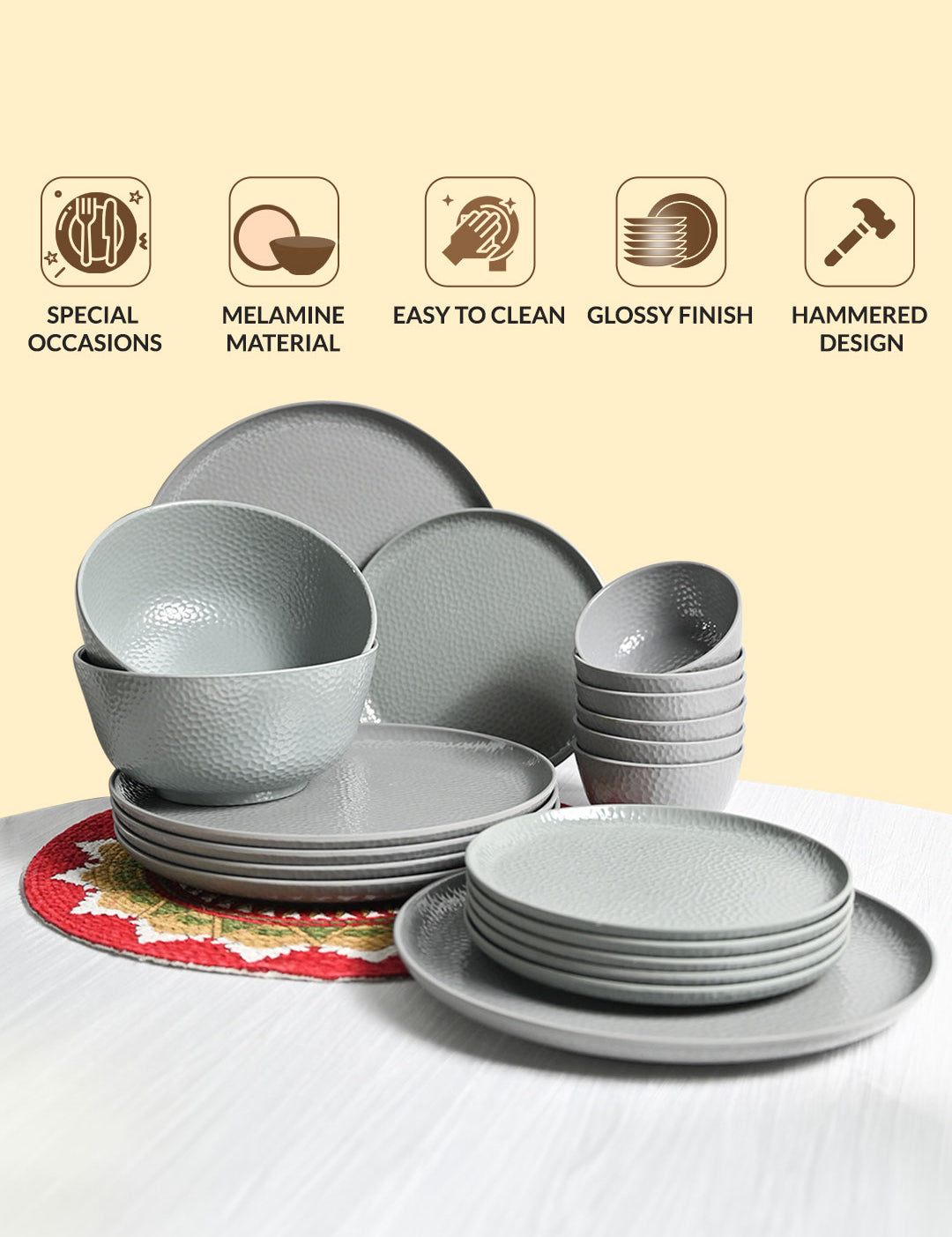 Grey Dinner Sets - 20 Pcs - MARKET99