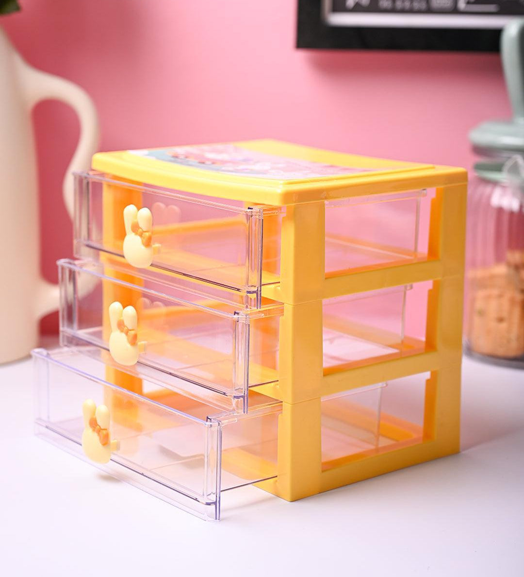 Stylish Yellow 4 Layer Table Drawer - MARKET99