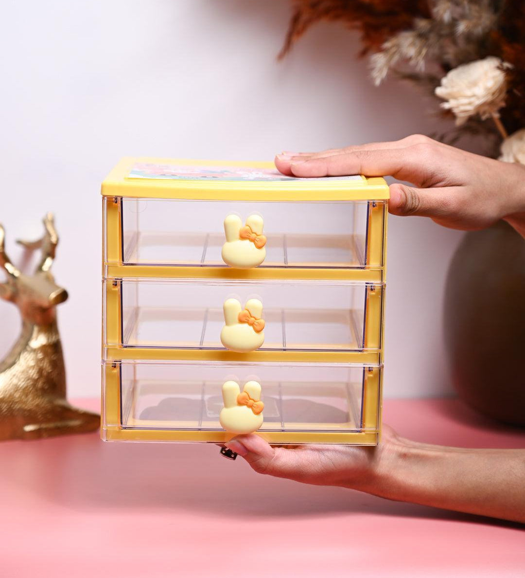 Stylish Yellow 3 Layer Table Drawer - MARKET99