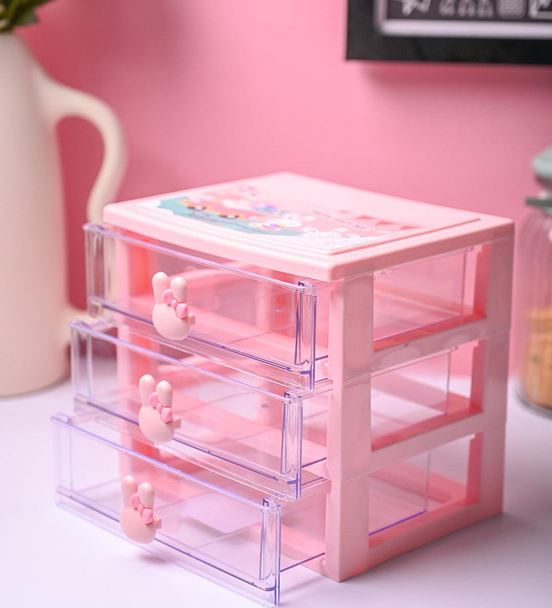 Stylish Pink 4 Layer Table Drawer - MARKET99