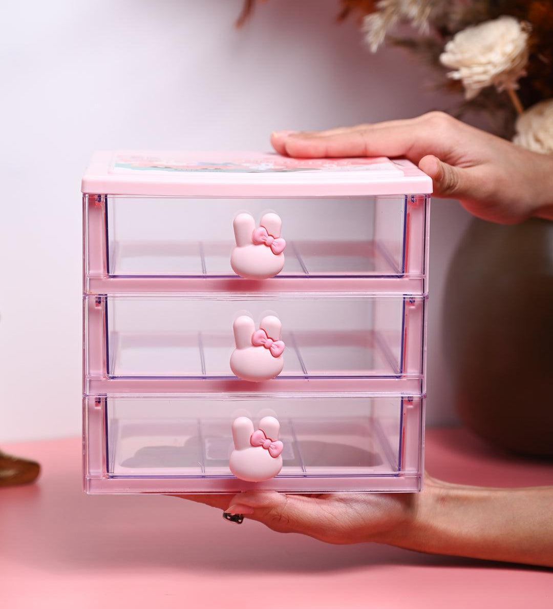 Stylish Pink 3 Layer Table Drawer - MARKET99