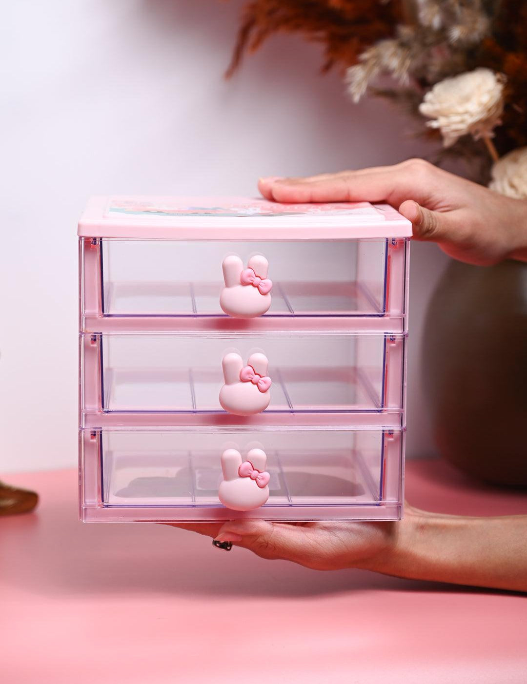 Stylish Pink 3 Layer Table Drawer - MARKET99