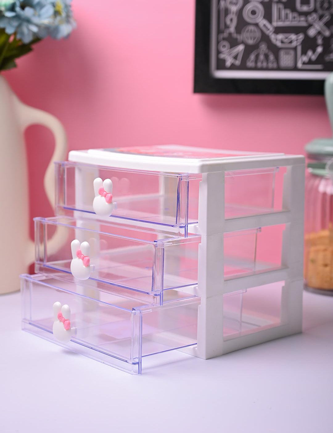 Stylish White 4 Layer Table Drawer - MARKET99