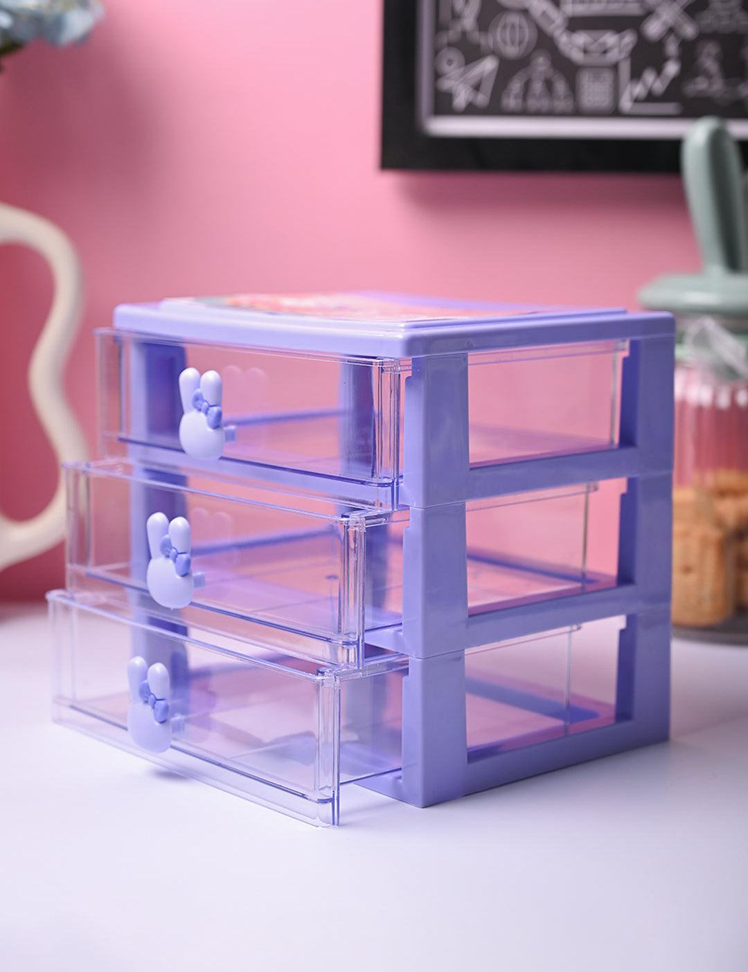 Stylish Purple 4 Layer Table Drawer - MARKET99