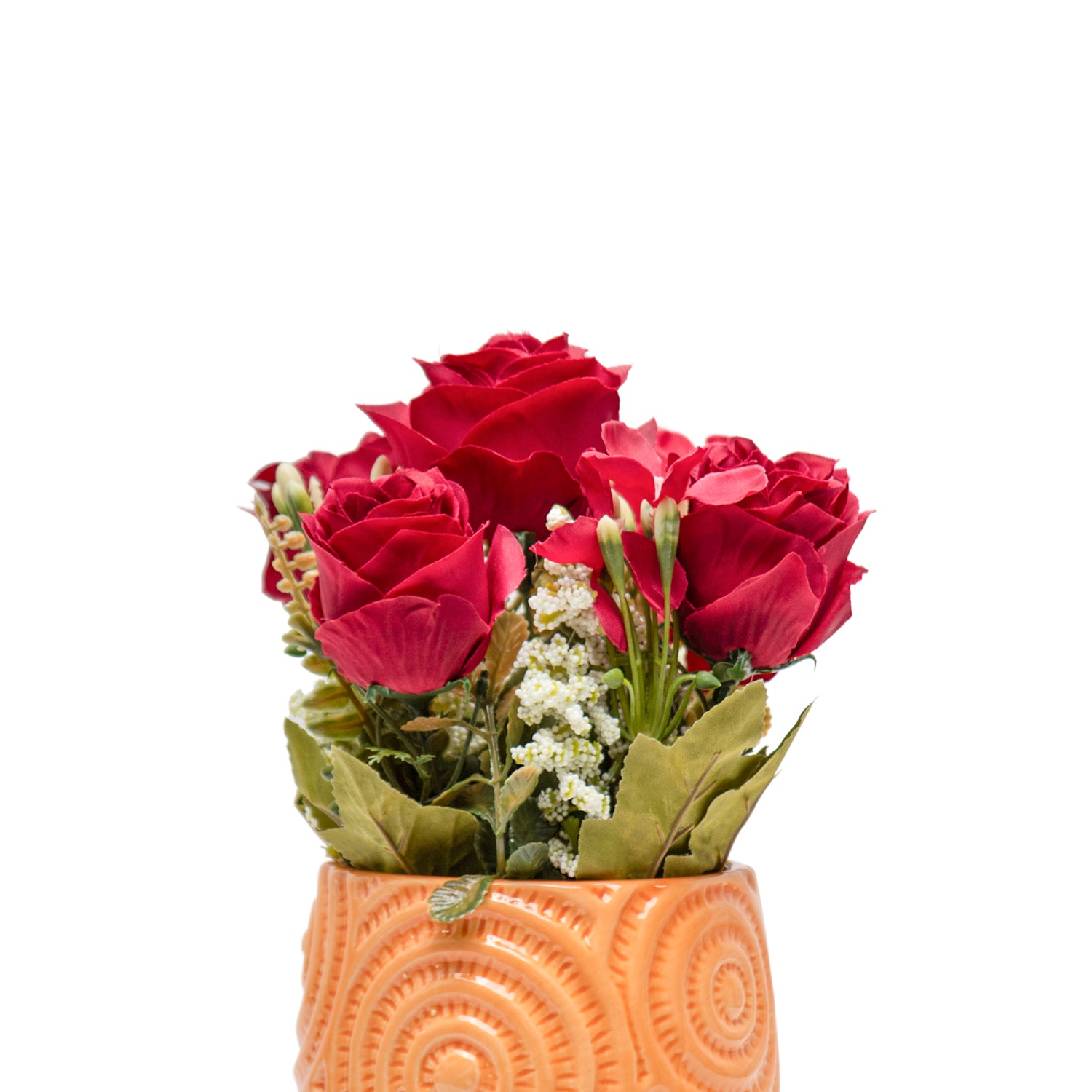 Dark Red Roses With Brown Pot