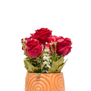 Dark Red Roses With Brown Pot