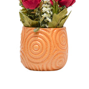 Dark Red Roses With Brown Pot