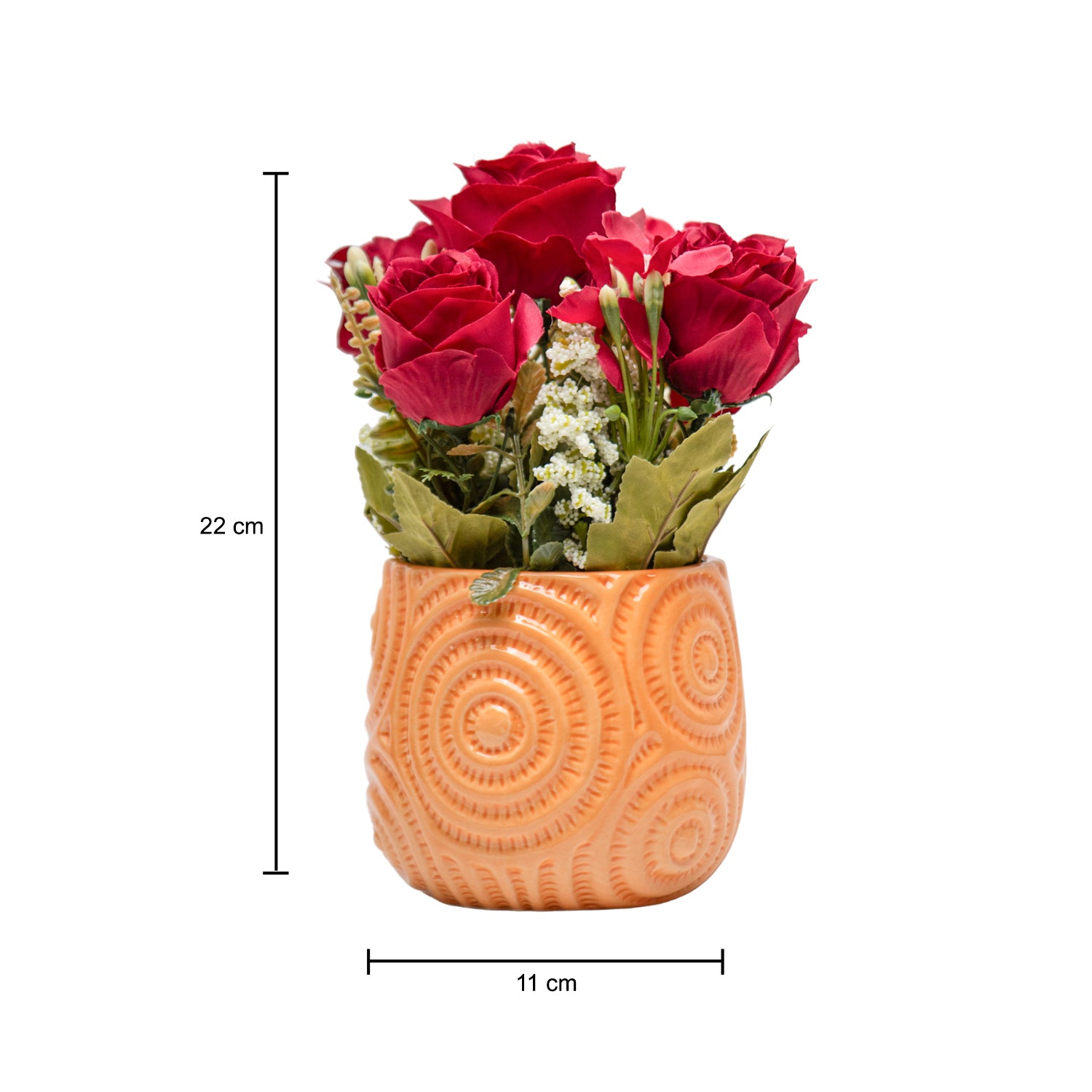 Dark Red Roses With Brown Pot
