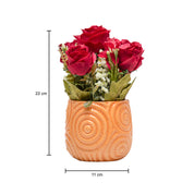 Dark Red Roses With Brown Pot