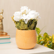 White Roses With Brown Pot