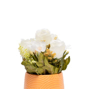 White Roses With Brown Pot