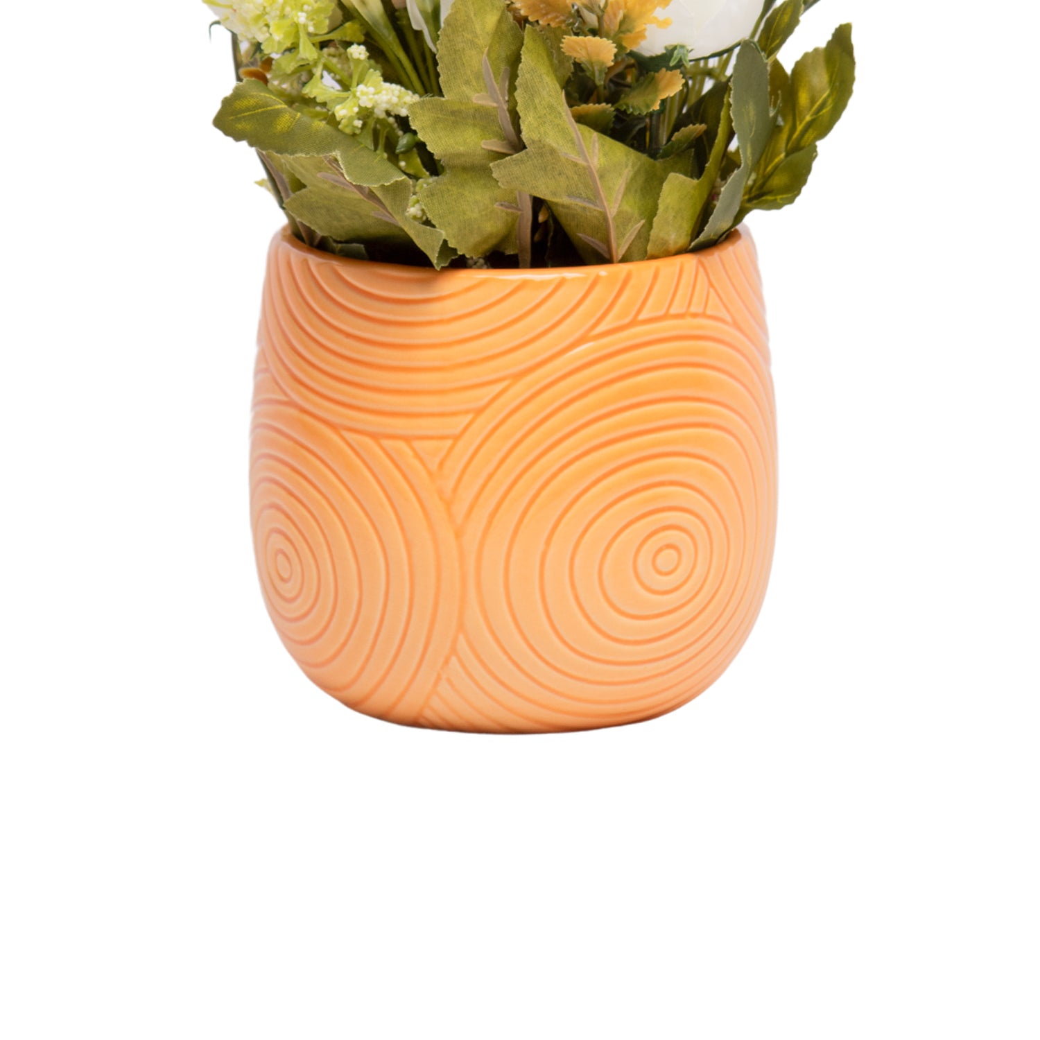 White Roses With Brown Pot