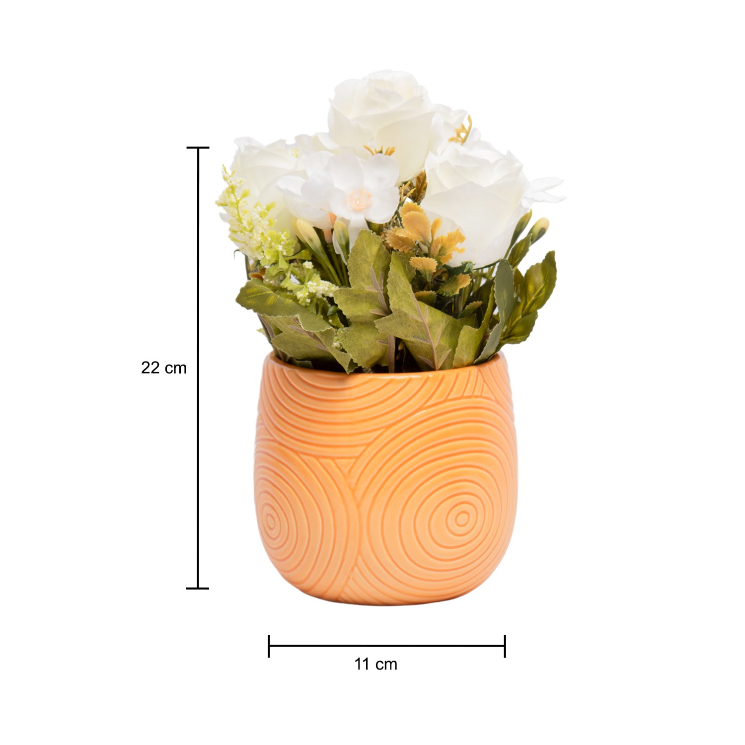 White Roses With Brown Pot