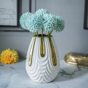 White Textured Vase with Gold Design
