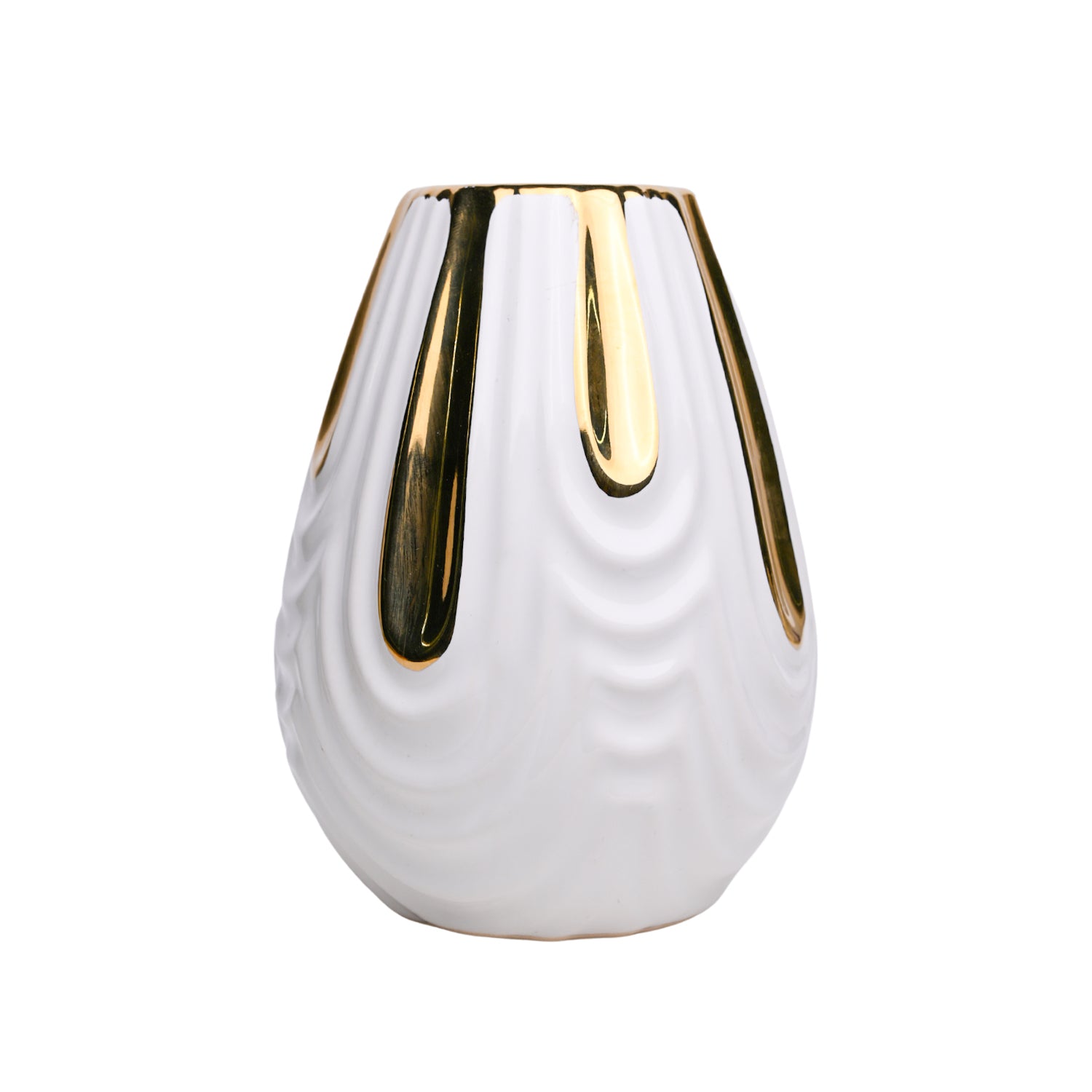 White Textured Vase with Gold Design