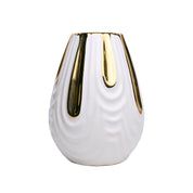 White Textured Vase with Gold Design