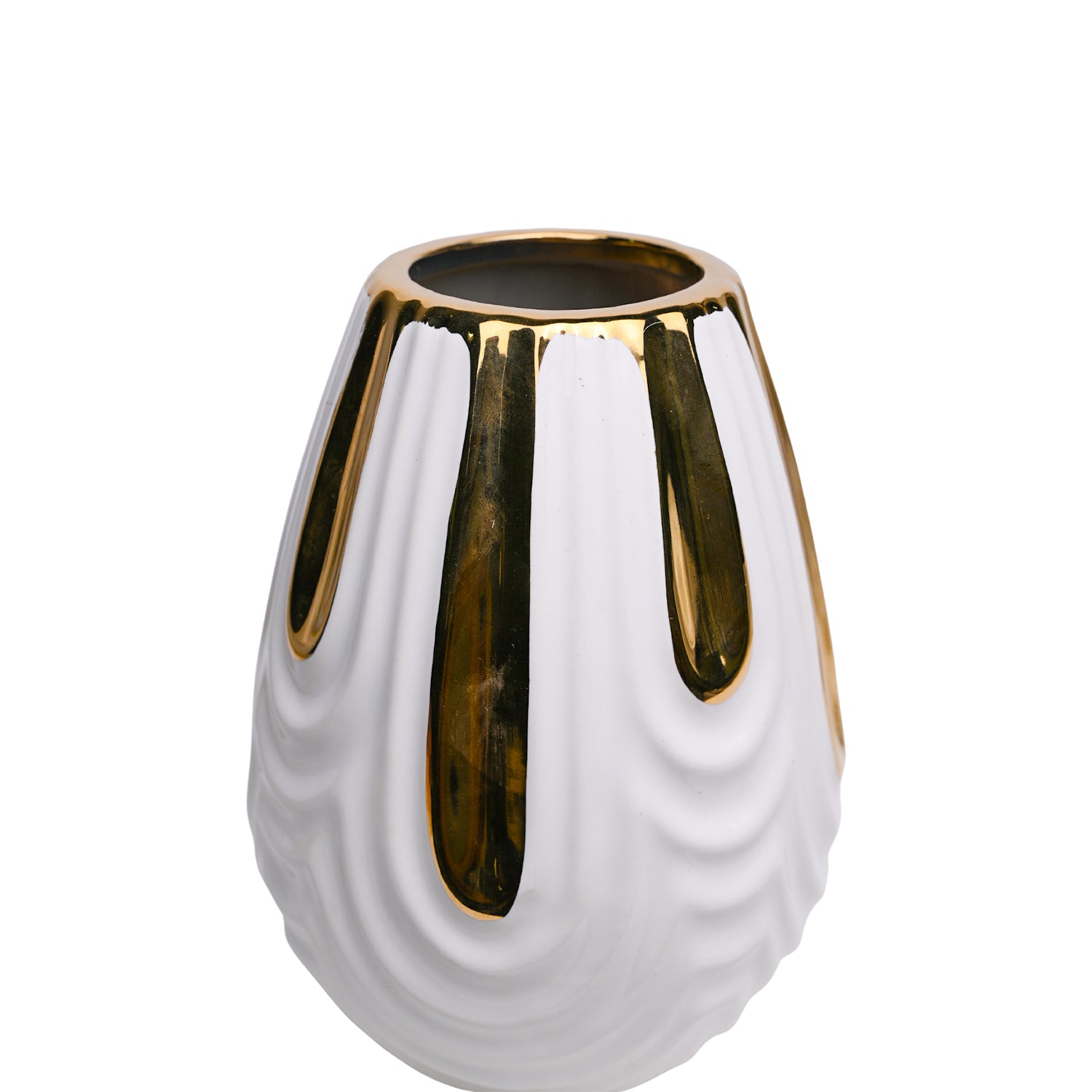 White Textured Vase with Gold Design