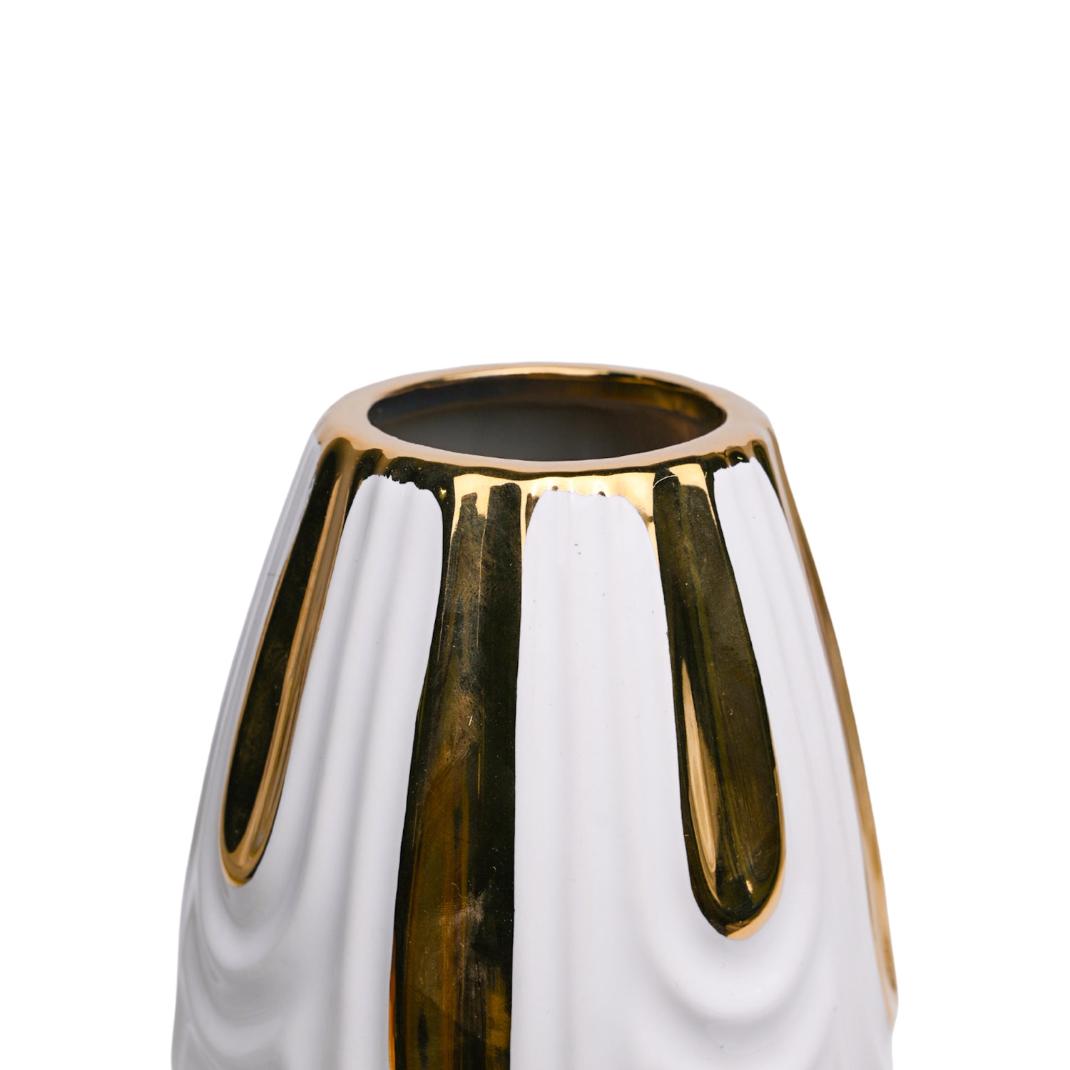 White Textured Vase with Gold Design
